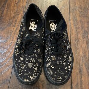 Vans Black and Gold Celestial Zodiac Witchy Sneakers